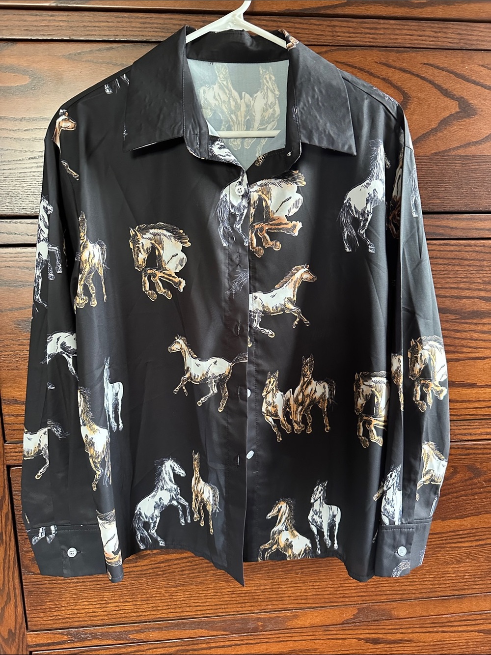 SHEIN Black Horse Print Top